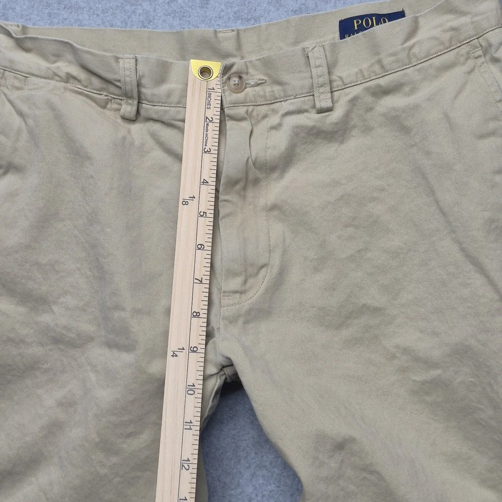 Polo Ralph Lauren Shorts Mens 33 Classic Fit Khaki Beige Flat Front Chino Preppy